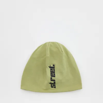 Reserved Bawełniana czapka z napisem - Khaki
