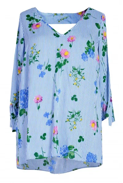 XL-ka Biało niebieska bluzka w kwiatki FLORENCE