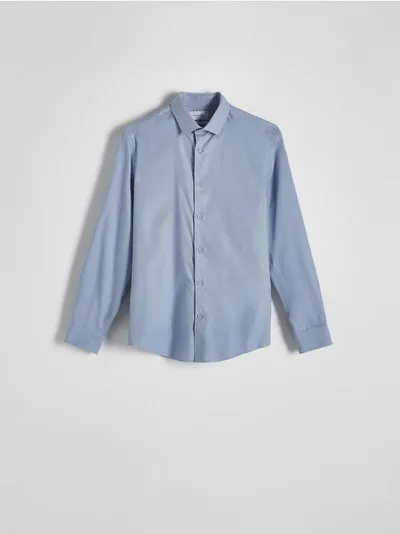Reserved Koszula o regularnym kroju, wykonana z bawełnianej tkaniny. - niebieski