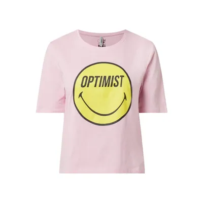 Only Only T-shirt z bawełny ekologicznej model ‘Smiley’