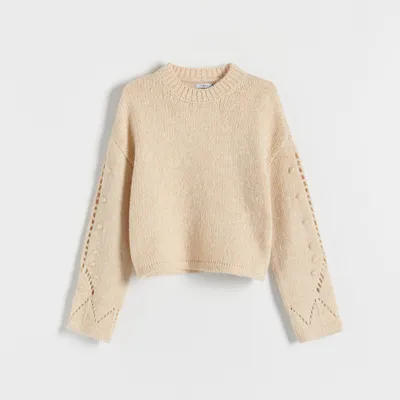 Reserved Dzianinowy sweter - Kremowy