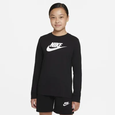 Nike T-shirt z długim rękawem dla dużych dzieci (dziewcząt) Nike Sportswear - Czerń
