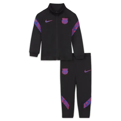 Nike Dzianinowy dres piłkarski dla niemowląt i maluchów Nike Dri-FIT FC Barcelona Strike - Czerń