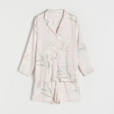 Reserved Dwuczęściowa piżama z wiskozy - Różowy