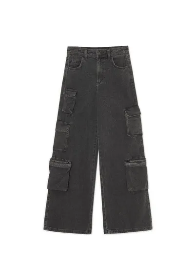 Cropp Czarne jeansy cargo high waist