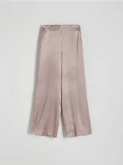 Reserved Spodnie o swobodnym fasonie uszyte z tkaniny z wiskozą. - brązowy