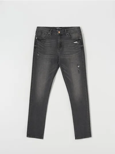 Sinsay Wygodne jeansy wykonane z bawełnianej tkaniny z dodatkiem elastycznych włókien. - szary