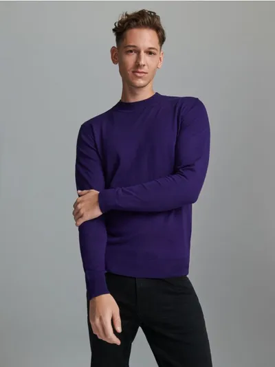 Sinsay Wygodny sweter wykonany z miękkiej wiskozowej dzianiny. - fioletowy