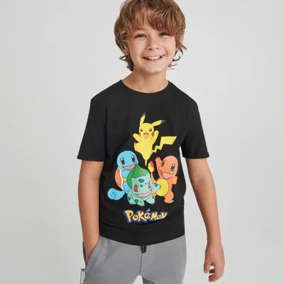 Reserved T-shirt z nadrukiem Pokémon - Czarny