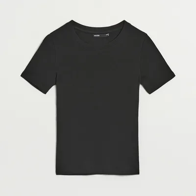 House Gładka i dopasowana koszulka Basic czarna - Czarny