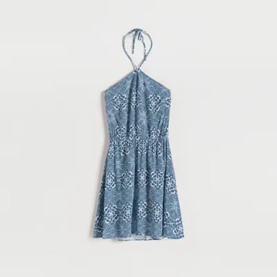 Reserved Sukienka mini z wiązaniem - Niebieski