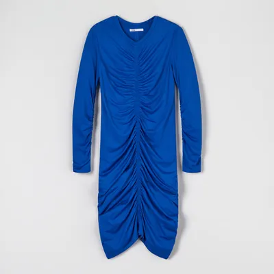 Sinsay Sukienka midi z marszczeniami - Niebieski