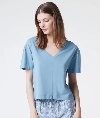 Etam Magla T-Shirt Manches Courtes 100% Coton Biologique - Niebieski