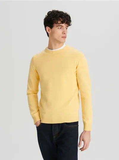 Sinsay Sweter o regularnym kroju uszyty w 100% z bawełny. - żółty