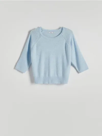 Reserved Sweter o regularnym kroju, wykonany z lekkiej dzianiny. - jasnoniebieski