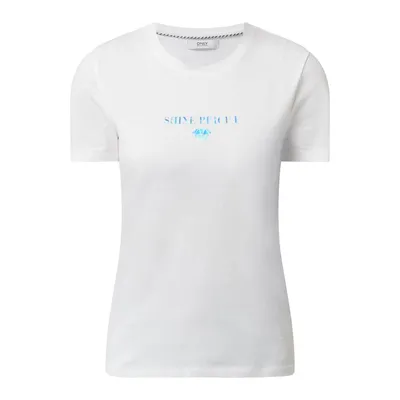 Only Only T-shirt z bawełny ekologicznej z napisem model ‘Freya’