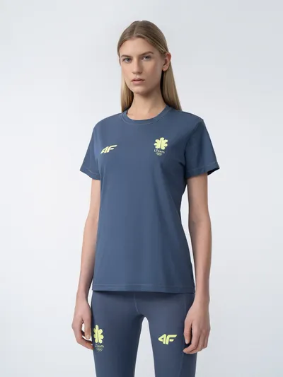 4F T-shirt regular z nadrukiem damski Litwa - Pekin 2022