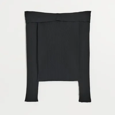 House Dopasowany sweter open shoulder czarny - Czarny