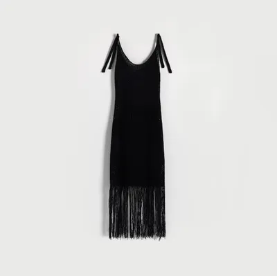 Reserved Sukienka z frędzlami - Czarny