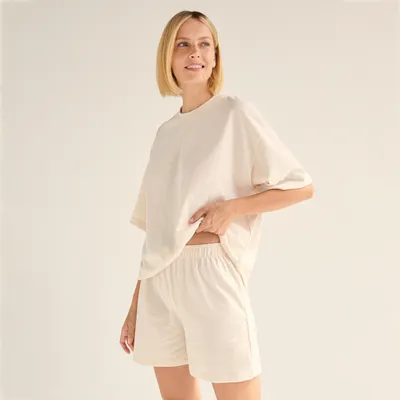 Reserved Dwuczęściowa piżama z bawełną - Beżowy