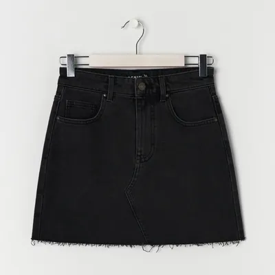 Sinsay Spódnica mini jeansowa - Czarny
