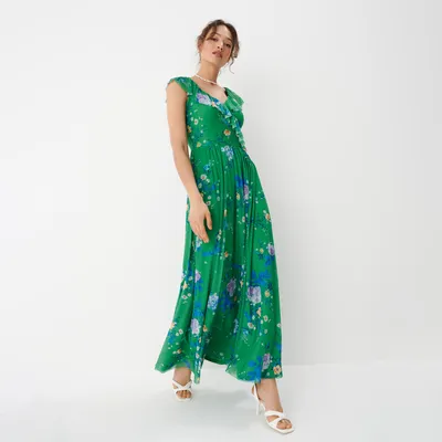 Sukienka maxi w kwiaty - Zielony