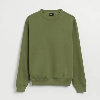 House Gładka bluza regular fit basic oliwkowa - Zielony
