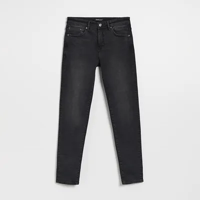 House Czarne jeansy slim fit z efektem sprania - Czarny