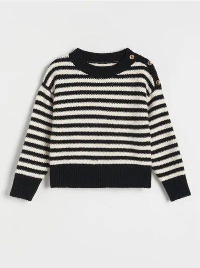 Reserved Sweter o prostym fasonie, wykonany z przyjemnej w dotyku dzianiny. - wielobarwny