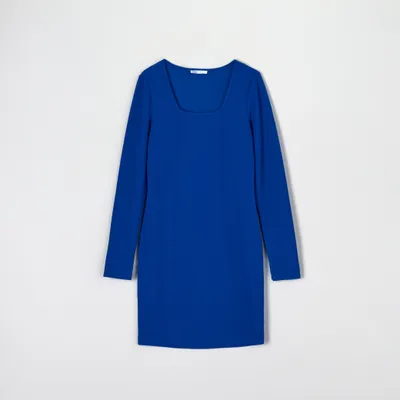 Sinsay Sukienka mini prążkowana - Niebieski