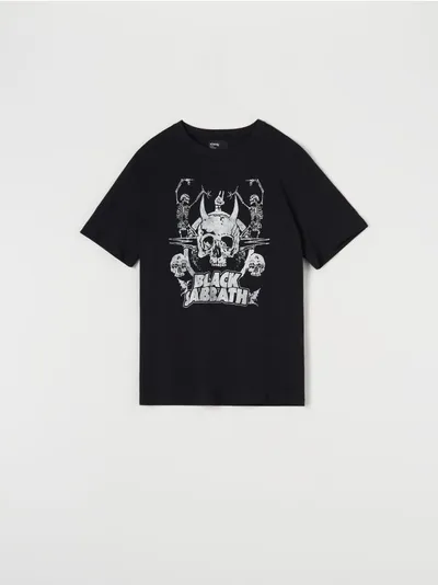 Sinsay Bawełniana koszulka z nadrukiem Black Sabbath. - czarny