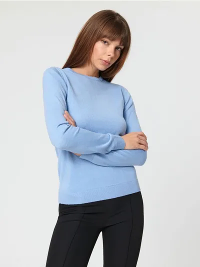 Sinsay Klasyczny sweter o prostym kroju, zakończony ściągaczami. - błękitny