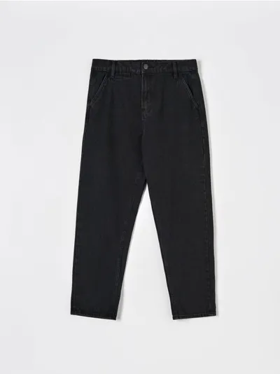 Spodnie jeansowe o kroju chino barrel z prostymi nogawkami. - czarny