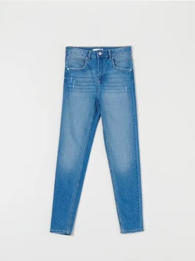 Spodnie jeansowe skinny wykonane z bawełny z domieszką elastycznych włókien. - niebieski