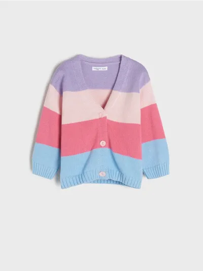 Sinsay Wygodny sweter kardigan wykonany z miękkiej, bawełnianej dzianiny. - różowy