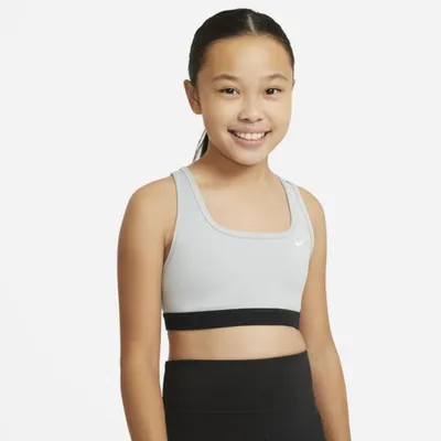 Nike Stanik sportowy dla dużych dzieci (dziewcząt) Nike Swoosh - Szary