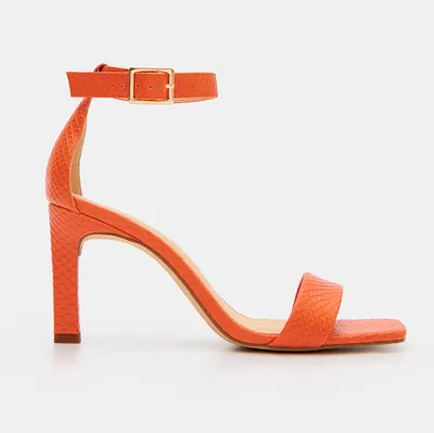 Pomarańczowe sandały na szpilce - Pomarańczowy