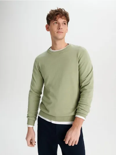 Sinsay Sweter o regularnym kroju uszyty w 100% z bawełny. - zielony