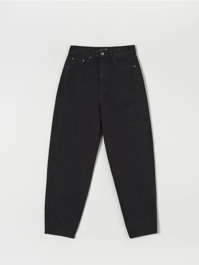 Sinsay Bawełniane spodnie jeansowe o luźnym kroju. - czarny