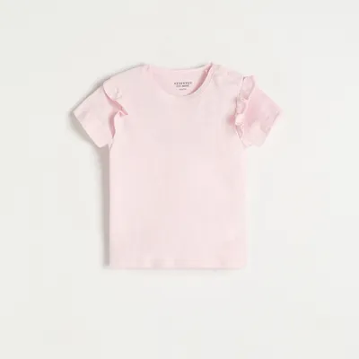 Reserved Bluzka z falbankami - Różowy