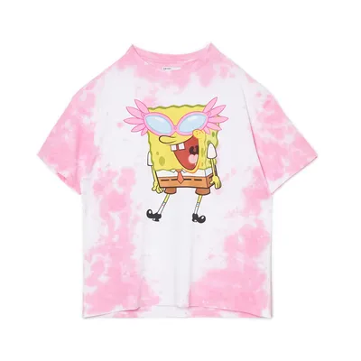 Cropp Różowy t-shirt z nadrukiem SpongeBob