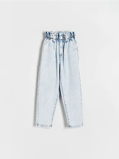 Reserved Spodnie typu baggy, wykonane z bawełnianej tkaniny. - niebieski