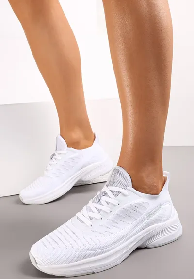 Renee Białe Sznurowane Buty Sportowe przed Kostkę z Perforacją Jesis