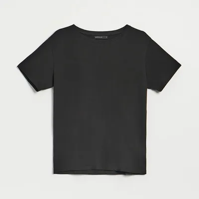 House Luźna koszulka z gładkiej dzianiny czarna - Czarny