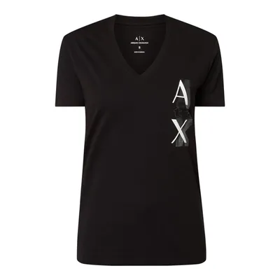 Armani Exchange ARMANI EXCHANGE T-shirt z dekoltem w serek