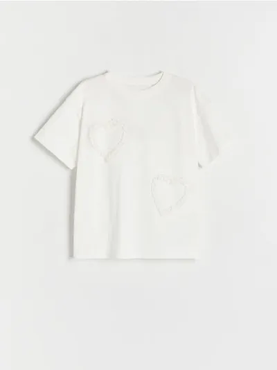 Reserved T-shirt o luźnym kroju, wykonany z bawełny. - złamana biel