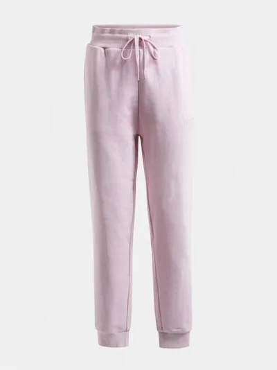 Guess Damskie spodnie dresowe GUESS ALENE CUFF LONG PANTS - różowe