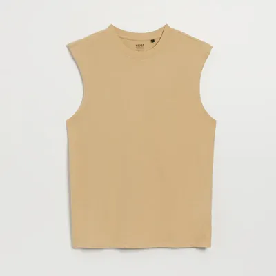 House Luźna koszulka bez rękawów Basic piaskowa - Beżowy