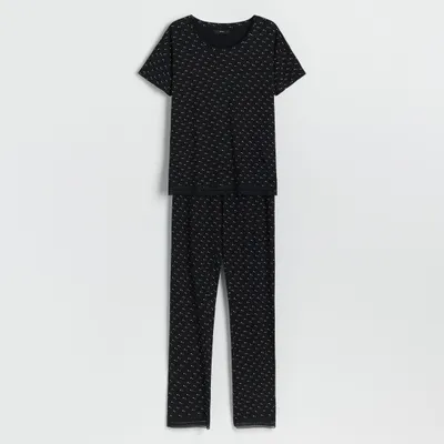Reserved Dwuczęściowa piżama - Czarny
