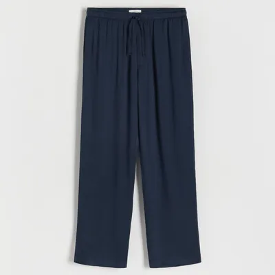 Reserved Spodnie piżamowe z wiskozy - Granatowy